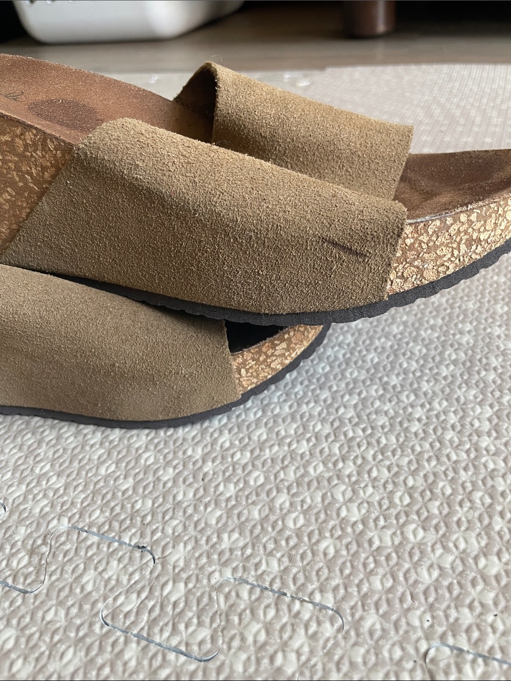 Mila Paoli Italian Suede Slide Wedge Sandals in Taupe - Picture 6 of 10